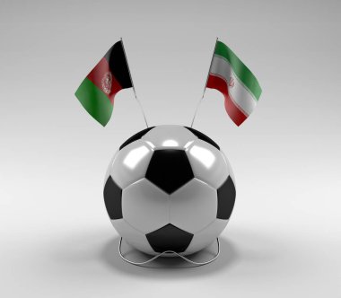 Afganistan - İran Futbol Bayrakları, Beyaz Arkaplan - 3D Yapılandırma