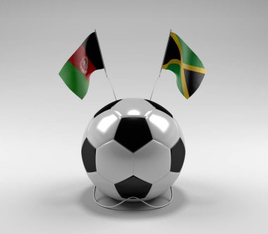 Afganistan - Jamaika Futbol Bayrakları, Beyaz Arkaplan - 3D Render