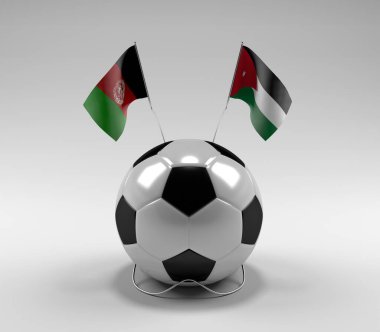Afganistan - Ürdün Futbol Bayrakları, Beyaz Arkaplan - 3D Render