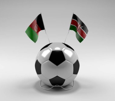 Afganistan - Kenya Futbol Bayrakları, Beyaz Arkaplan - 3D Render