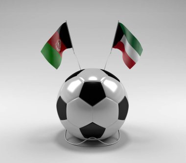 Afganistan - Kuveyt Futbol Bayrakları, Beyaz Arkaplan - 3D Render