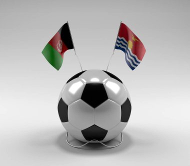 Afganistan - Kiribati Futbol Bayrakları, Beyaz Arkaplan - 3D Render