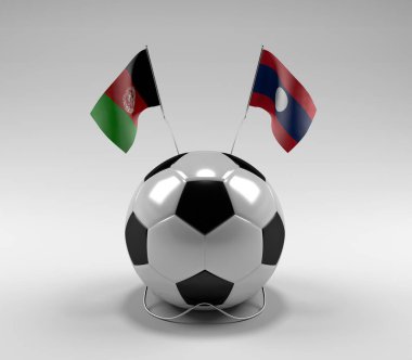 Afganistan - Laos Futbol Bayrakları, Beyaz Arkaplan - 3D Render