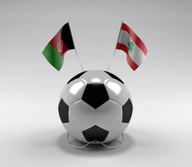 Afganistan - Lübnan Futbol Bayrakları, Beyaz Arkaplan - 3D Render