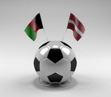 Afganistan - Letonya Futbol Bayrakları, Beyaz Arkaplan - 3D Render