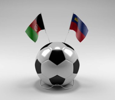 Afganistan - Lihtenştayn Futbol Bayrakları, Beyaz Arkaplan - 3D Render