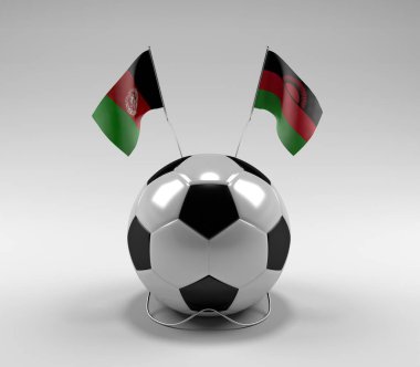 Afganistan - Malavi Futbol Bayrakları, Beyaz Arkaplan - 3D Render