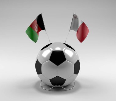 Afganistan - Malta Futbol Bayrakları, Beyaz Arkaplan - 3D Render