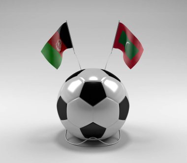 Afganistan - Maldivler Futbol Bayrakları, Beyaz Arkaplan - 3D Render