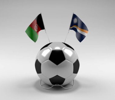 Afganistan - Marshall Adaları Futbol Bayrakları, Beyaz Arkaplan - 3D Render
