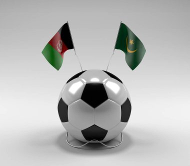 Afganistan - Moritanya Futbol Bayrakları, Beyaz Arkaplan - 3D Render
