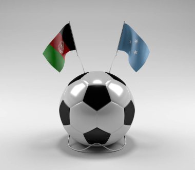 Afganistan - Mikronezya Futbol Bayrakları, Beyaz Arkaplan - 3D Render