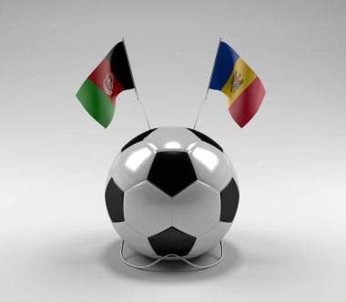 Afganistan - Moldova Futbol Bayrakları, Beyaz Arkaplan - 3D Render