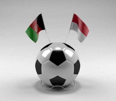 Afganistan - Monako Futbol Bayrakları, Beyaz Arkaplan - 3D Render