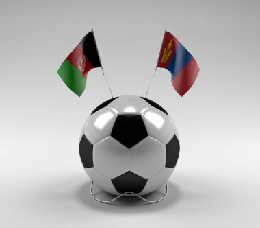 Afganistan - Moğolistan Futbol Bayrakları, Beyaz Arkaplan - 3D Render