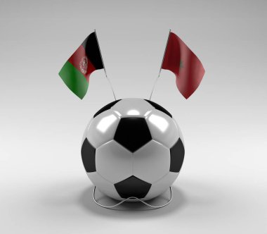 Afganistan - Fas Futbol Bayrakları, Beyaz Arkaplan - 3D Render