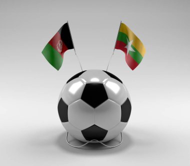 Afganistan - Myanmar Futbol Bayrakları, Beyaz Arkaplan - 3D Render