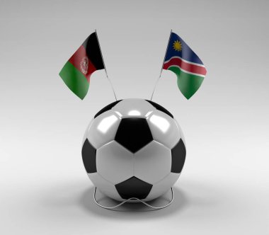 Afganistan - Namibya Futbol Bayrakları, Beyaz Arkaplan - 3D Render