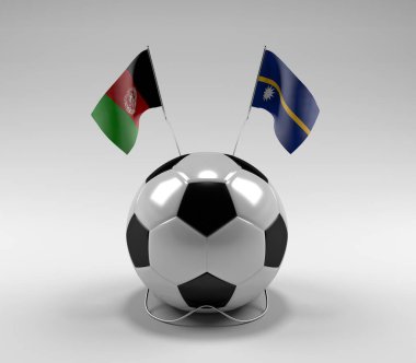 Afganistan - Nauru Futbol Bayrakları, Beyaz Arkaplan - 3D Render