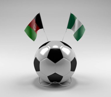 Afganistan - Nijerya Futbol Bayrakları, Beyaz Arkaplan - 3D Render