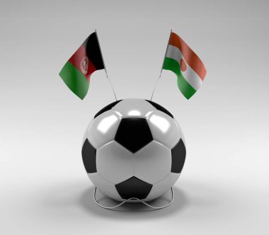 Afganistan - Nijer Futbol Bayrakları, Beyaz Arkaplan - 3D Render