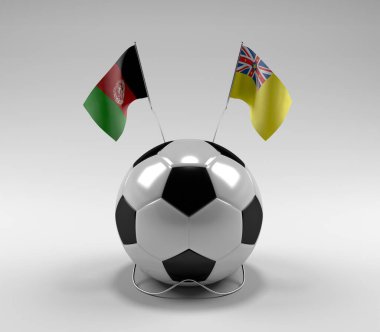 Afganistan - Niue Futbol Bayrakları, Beyaz Arkaplan - 3D Render
