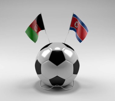 Afganistan - Kuzey Kore Futbol Bayrakları, Beyaz Arkaplan - 3D Render