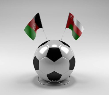 Afganistan - Umman Futbol Bayrakları, Beyaz Arkaplan - 3D Render