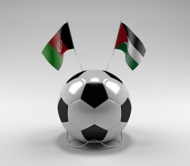 Afganistan - Filistin Futbol Bayrakları, Beyaz Arkaplan - 3D Render