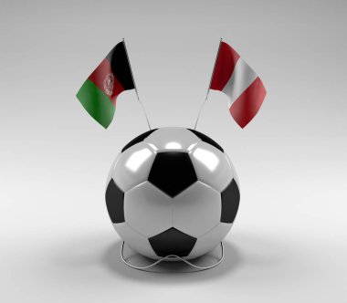 Afganistan - Peru Futbol Bayrakları, Beyaz Arkaplan - 3D Render
