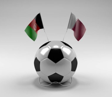 Afganistan - Katar Futbol Bayrakları, Beyaz Arkaplan - 3D Yapılandırma