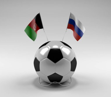 Afganistan - Rusya Futbol Bayrakları, Beyaz Arkaplan - 3D Yapılandırma