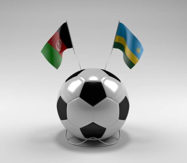 Afganistan - Ruanda Futbol Bayrakları, Beyaz Arkaplan - 3D Render