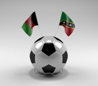 Afganistan - Saint-Kitts-and-Nevis Futbol Bayrakları, Beyaz Arkaplan - 3D Render