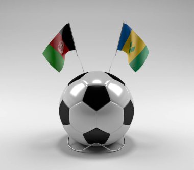 Afganistan - Saint-Vincent-and the-Grenadines Futbol Bayrakları, Beyaz Arkaplan - 3D Render