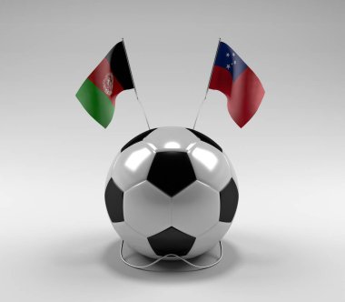 Afganistan - Samoa Futbol Bayrakları, Beyaz Arkaplan - 3D Render