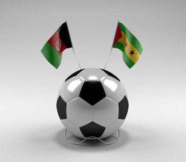 Afganistan - Sao-Tome-Principe Futbol Bayrakları, Beyaz Arkaplan - 3D Render