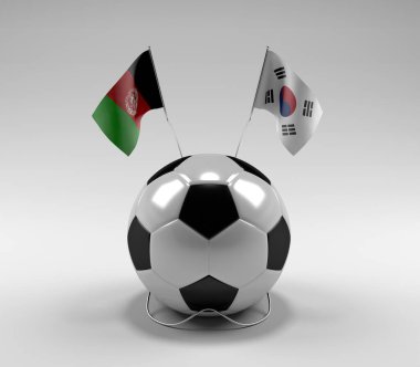Afganistan - Güney Kore Futbol Bayrakları, Beyaz Arkaplan - 3D Render