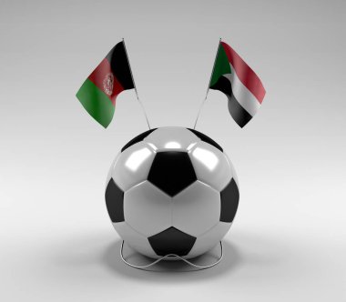 Afganistan - Sudan Futbol Bayrakları, Beyaz Arkaplan - 3D Render
