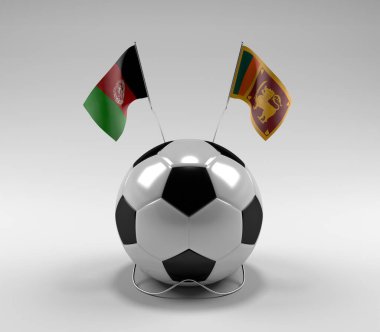 Afganistan - Sri-Lanka Futbol Bayrakları, Beyaz Arkaplan - 3D Render