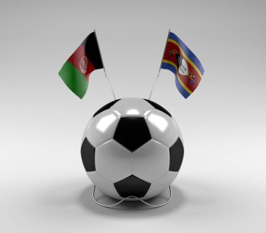 Afganistan - Svaziland Futbol Bayrakları, Beyaz Arkaplan - 3D Render