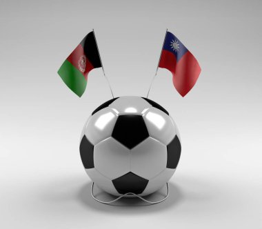 Afganistan - Tayvan Futbol Bayrakları, Beyaz Arkaplan - 3D Render