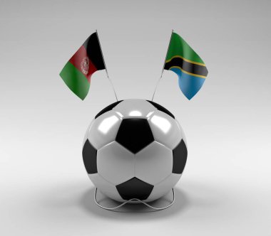 Afganistan - Tanzanya Futbol Bayrakları, Beyaz Arkaplan - 3D Render