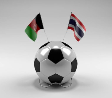 Afganistan - Tayland Futbol Bayrakları, Beyaz Arkaplan - 3D Render