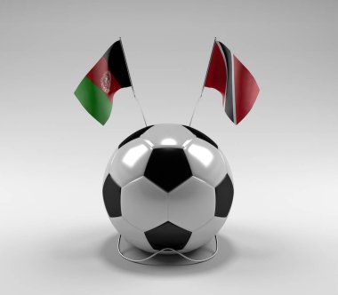 Afganistan - Trinidad ve Tobago Futbol Bayrakları, Beyaz Arkaplan - 3D Render
