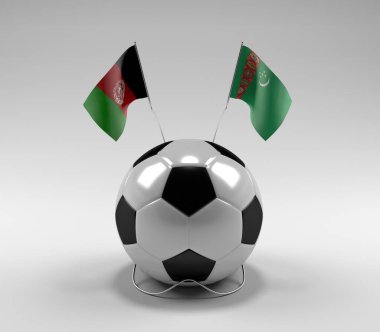 Afganistan - Türkmenistan Futbol Bayrakları, Beyaz Arkaplan - 3D Render