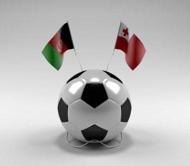 Afganistan - Tonga Futbol Bayrakları, Beyaz Arkaplan - 3D Render