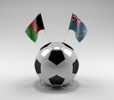 Afganistan - Tuvalu Futbol Bayrakları, Beyaz Arkaplan - 3D Render