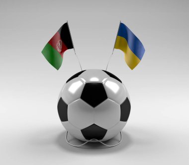 Afganistan - Ukrayna Futbol Bayrakları, Beyaz Arkaplan - 3D Render
