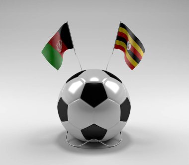Afganistan - Uganda Futbol Bayrakları, Beyaz Arkaplan - 3D Render